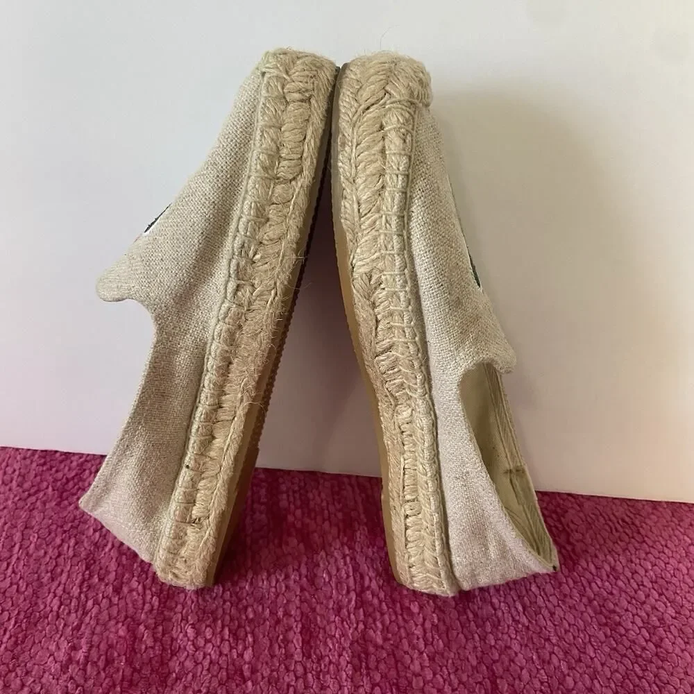 Soludos Espadrille Flats Embroidered Cactus Natural Beige Size 6.5